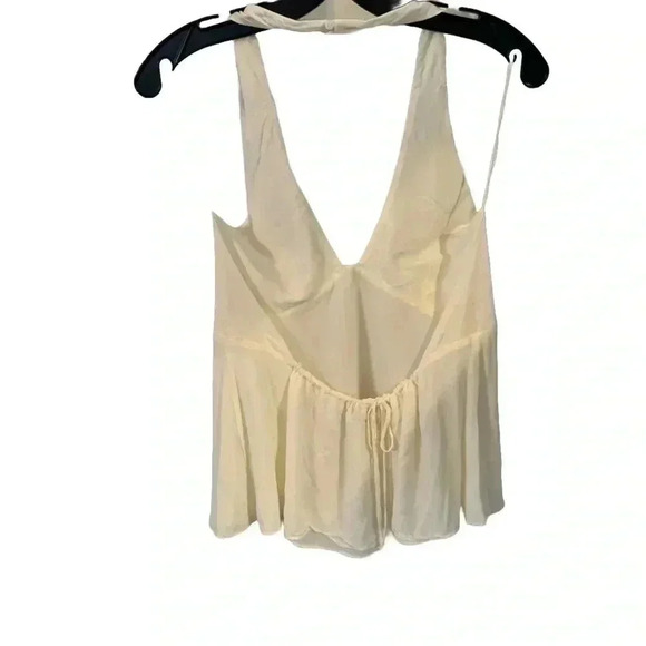 Zara trafaluc collection ivory halter top open tie back fully lined size large - Picture 2 of 12